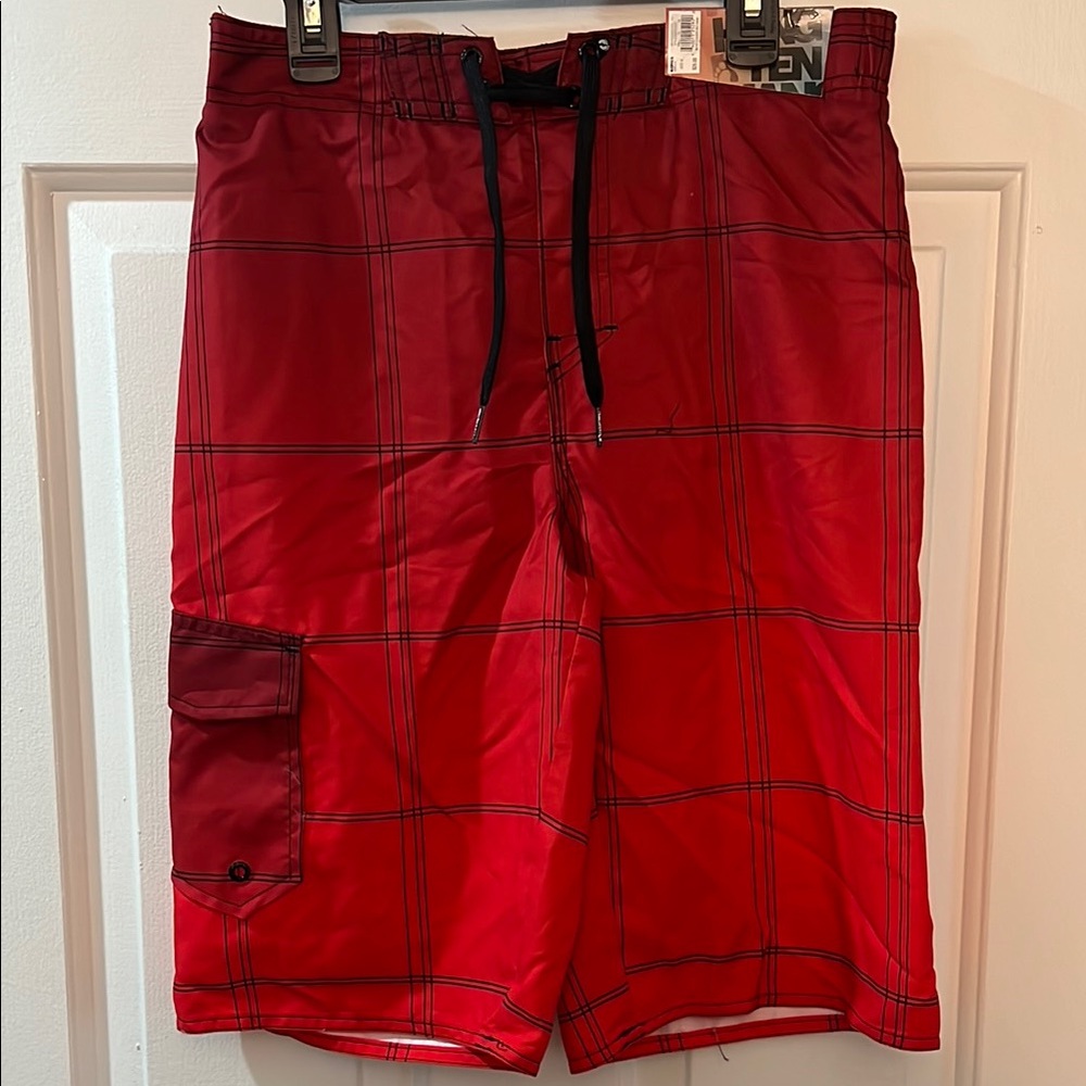 Hang Ten Red Swim Trunks Durable Stylish Design